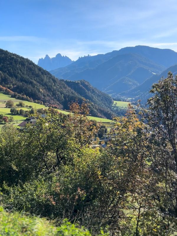 Geopfad in Teis - Erlebnisweg bei Villnöss mit Kindern (15) Panorama auf das Villnösstal und die Dolomiten