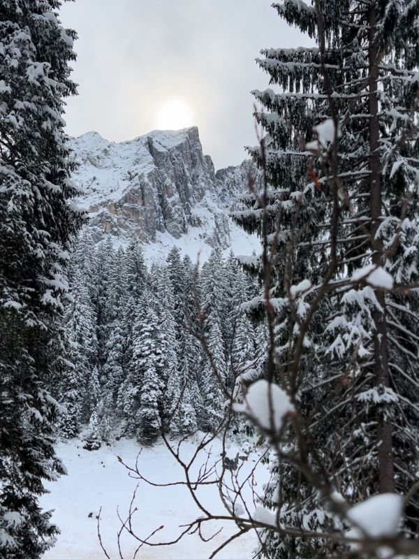 Karersee _Wanderung_Dolomiten_Südtirol mit Kindern_Winter (16) Der Karersee in den Dolomiten im Winter - Südtirol Wanderung mit Kindern