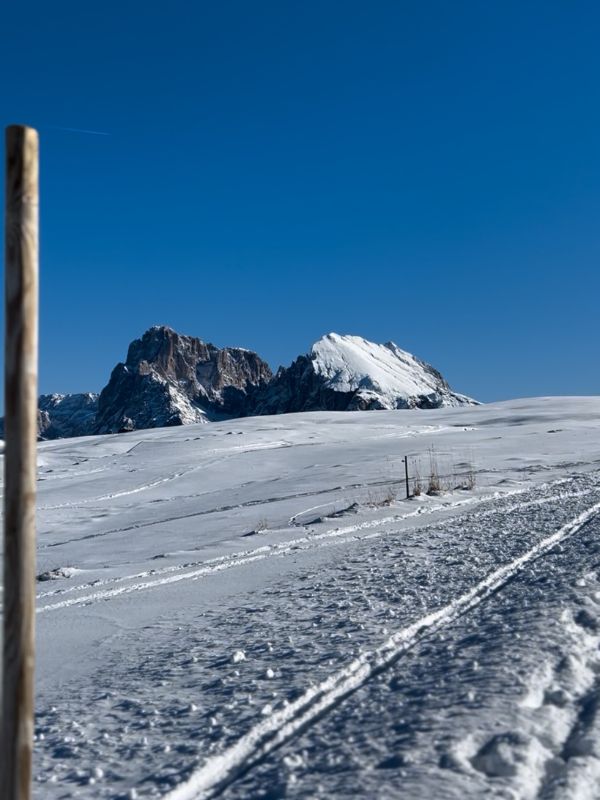 Wanderung Seiser Alm mit Kinder - zur Laurin Hütte mit Dolomitenblick (16) Die Seiser Alm im Winter - Wanderung zu Laurinhütte mit Kindern